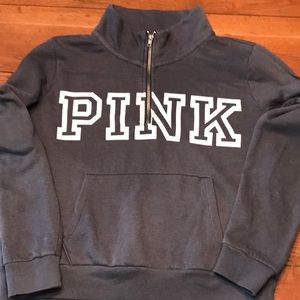Victoria’s Secret Pink 1/4 zip gray sweatshirt